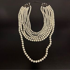 Vintage 7 strand faux pearls Statement Necklace